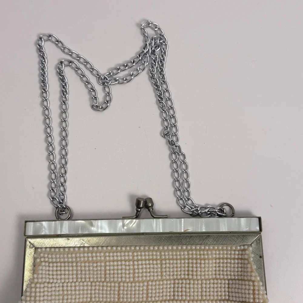 Fine Arts Bag Co Vintage Beaded Bridal Women Evening Clutch Cream Faux Pearl